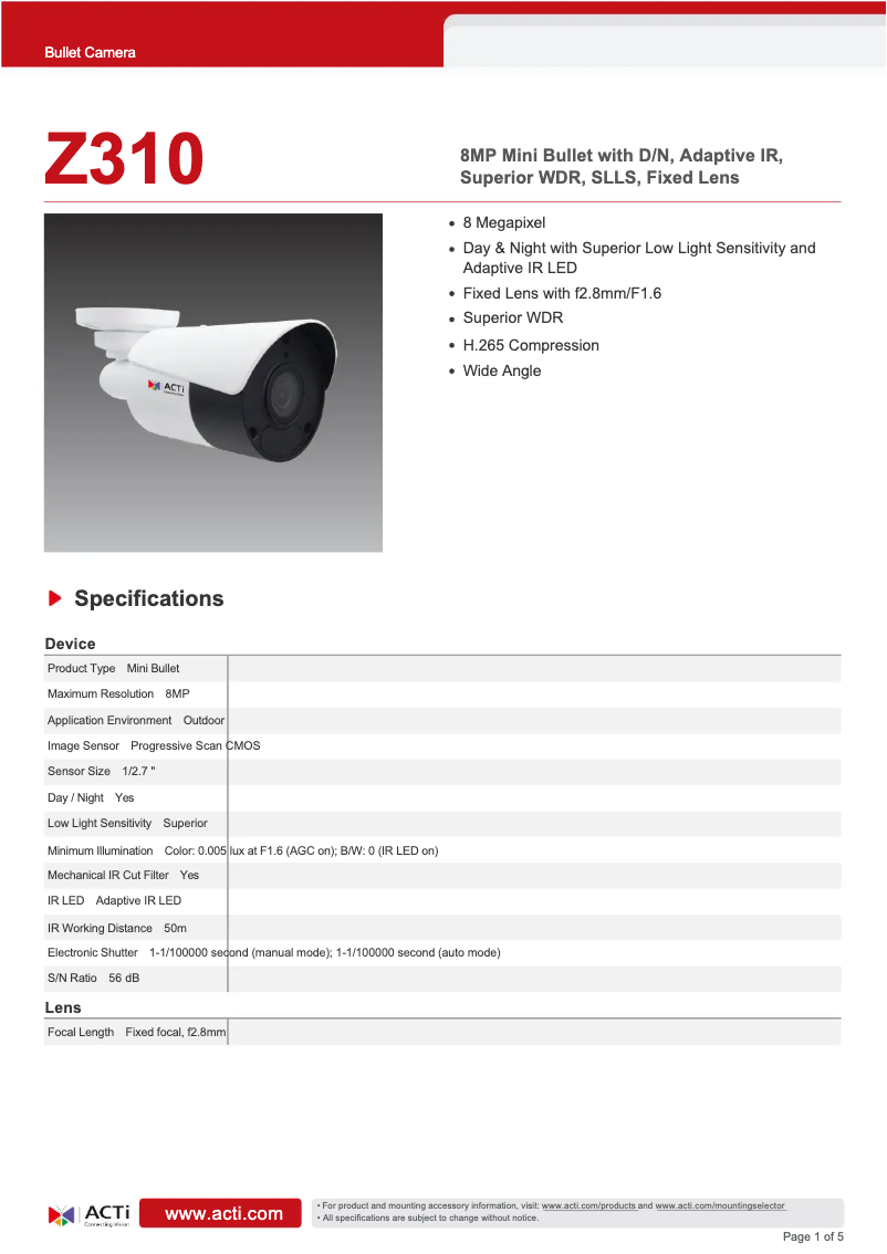 Image de la première page du manuel de l'appareil Z310