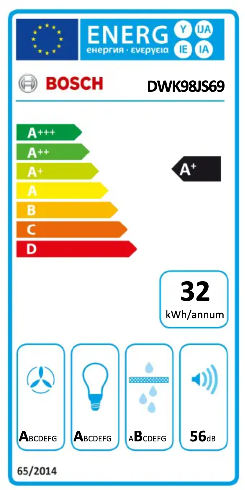 Page n°1 - Label énergétique Bosch DWK98JS69