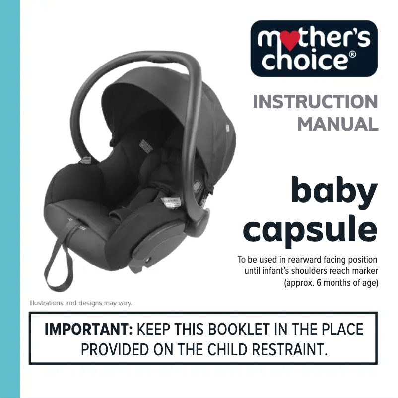 Page n°1 - Manuel utilisateur Mother's Choice Baby Capsule