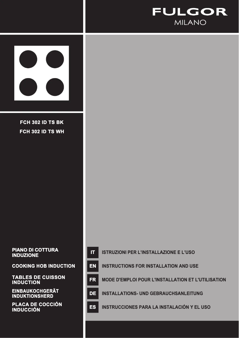Page 1 de la notice Guide d'installation Fulgor Milano FCH 302 ID TS WH