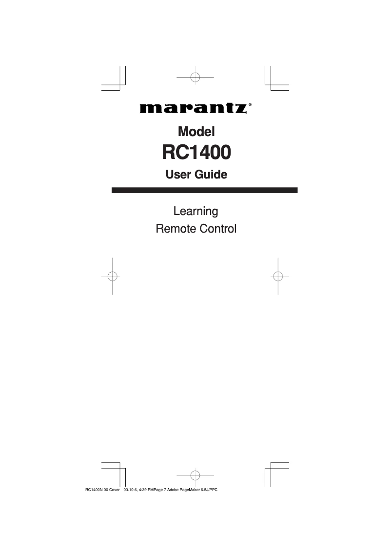 Image de la première page du manuel de l'appareil RC1400