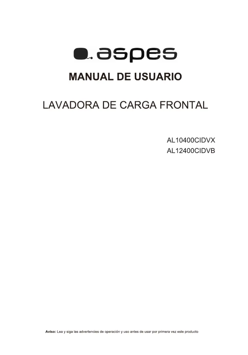 Page 1 de la notice Manuel utilisateur Aspes AL10400CIDVX