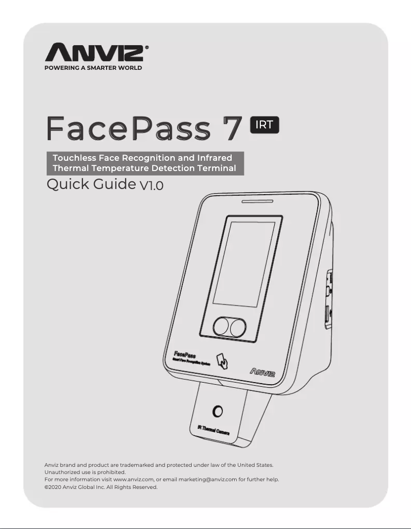 Image de la première page du manuel de l'appareil FacePass 7 IRT