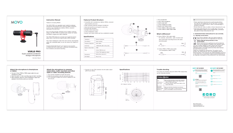 Image de la première page du manuel de l'appareil VXR10 PRO