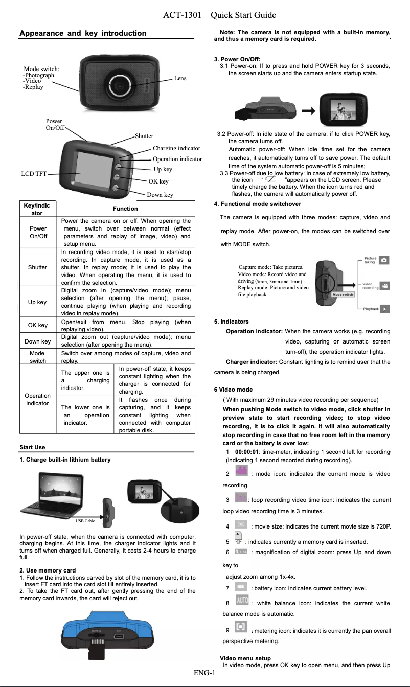 Image de la première page du manuel de l'appareil ACT-1301