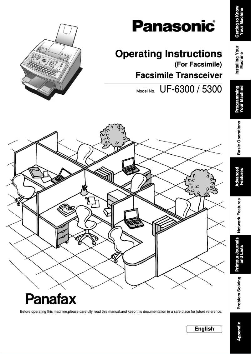 Image de la première page du manuel de l'appareil Panafax UF-5300
