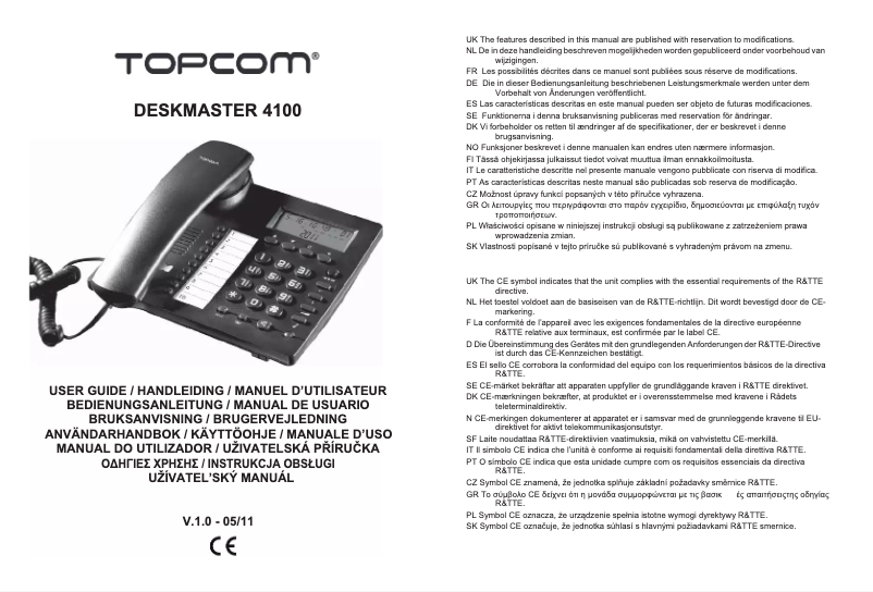 Page n°1 - Manuel utilisateur Topcom TE-6601