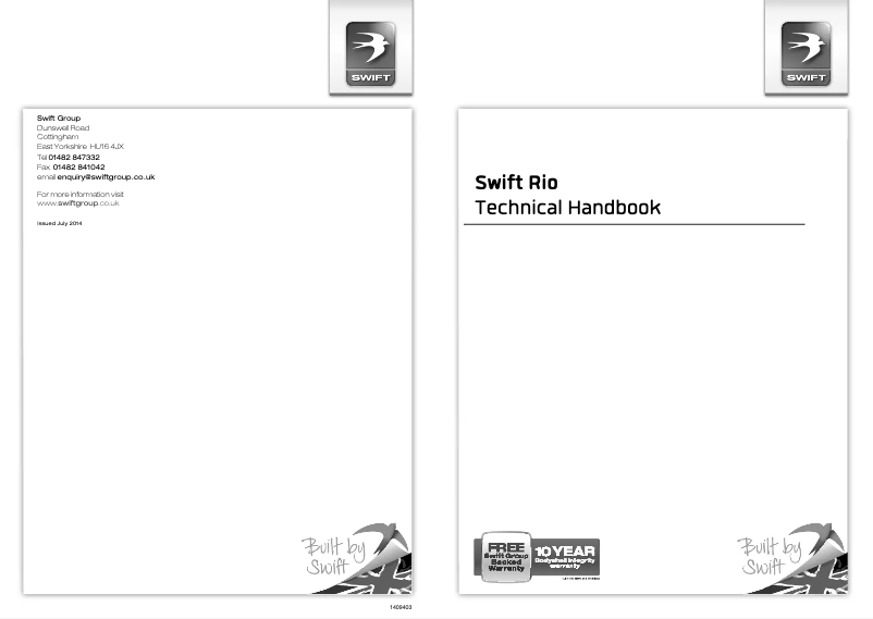 Page 1 de la notice Manuel utilisateur Swift Rio (2015)