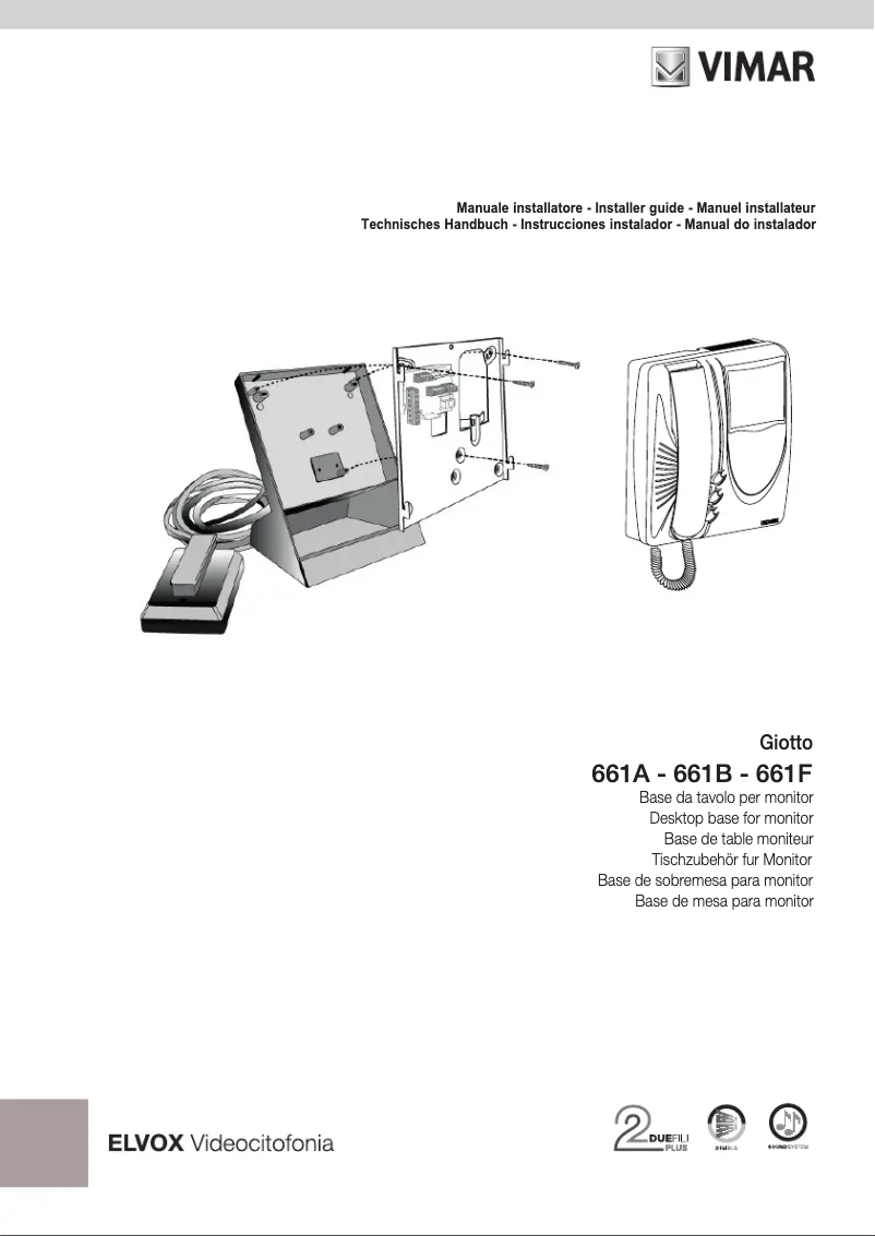 Page n°1 - Manuel utilisateur Vimar ELVOX 661F
