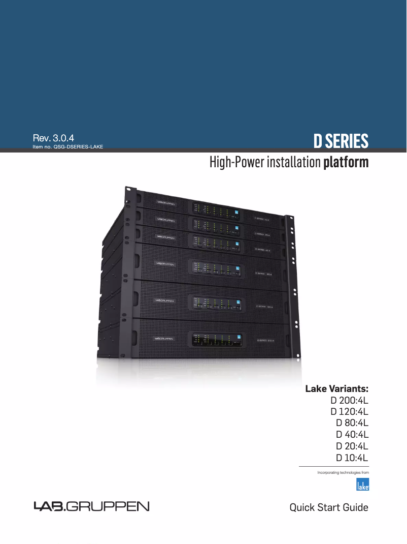 Page n°1 - Guide de démarrage rapide Lab Gruppen D 120:4L