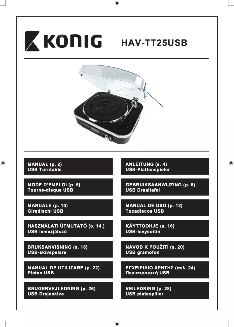 Page n°1 - Manuel utilisateur Konig HAV-TT25USB