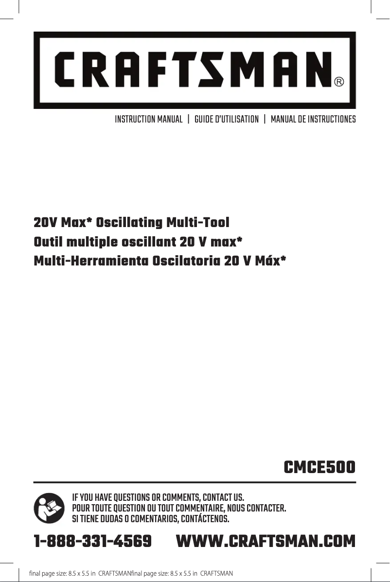 Page 1 of the manual User Manual Craftsman CMCE500D1
