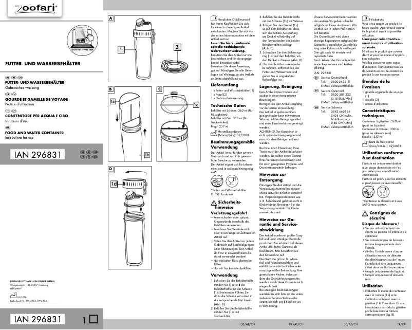 Page n°1 - Manuel utilisateur Zoofari IAN 296831