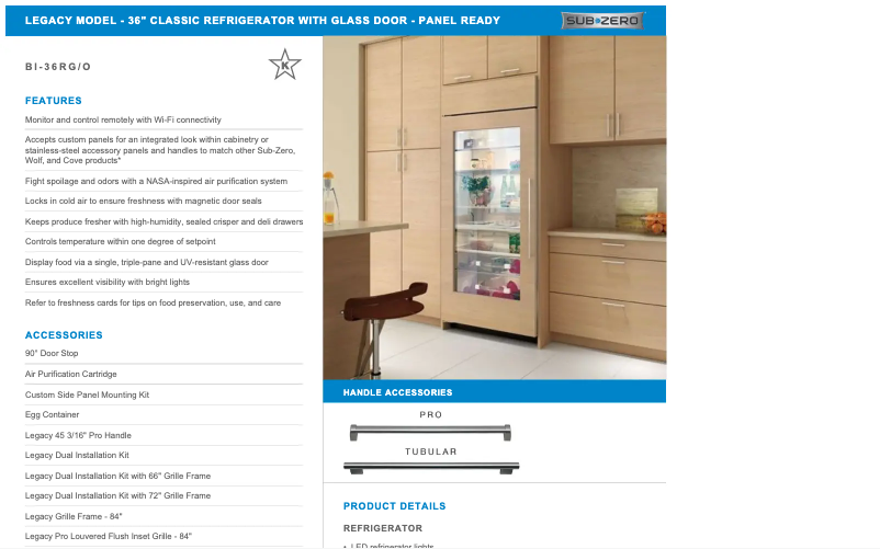 Page 1 de la notice Manuel utilisateur Sub-Zero BI-36RG/O