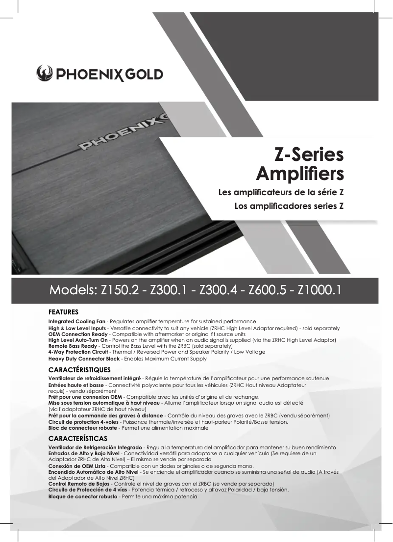 Page 1 de la notice Manuel utilisateur Phoenix Gold Z600.5
