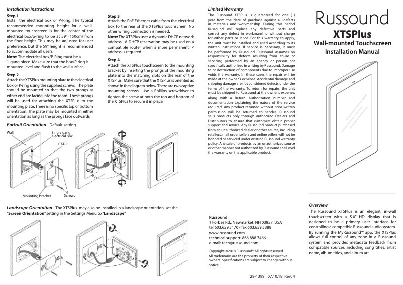 Page n°1 - Manuel utilisateur Russound XTSPlus