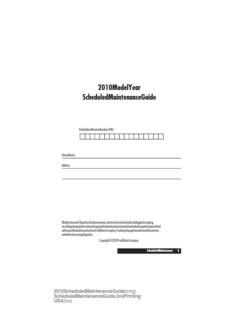 Page n°1 - Manuel d'utilisation et d'entretien Ford Expedition (2010)