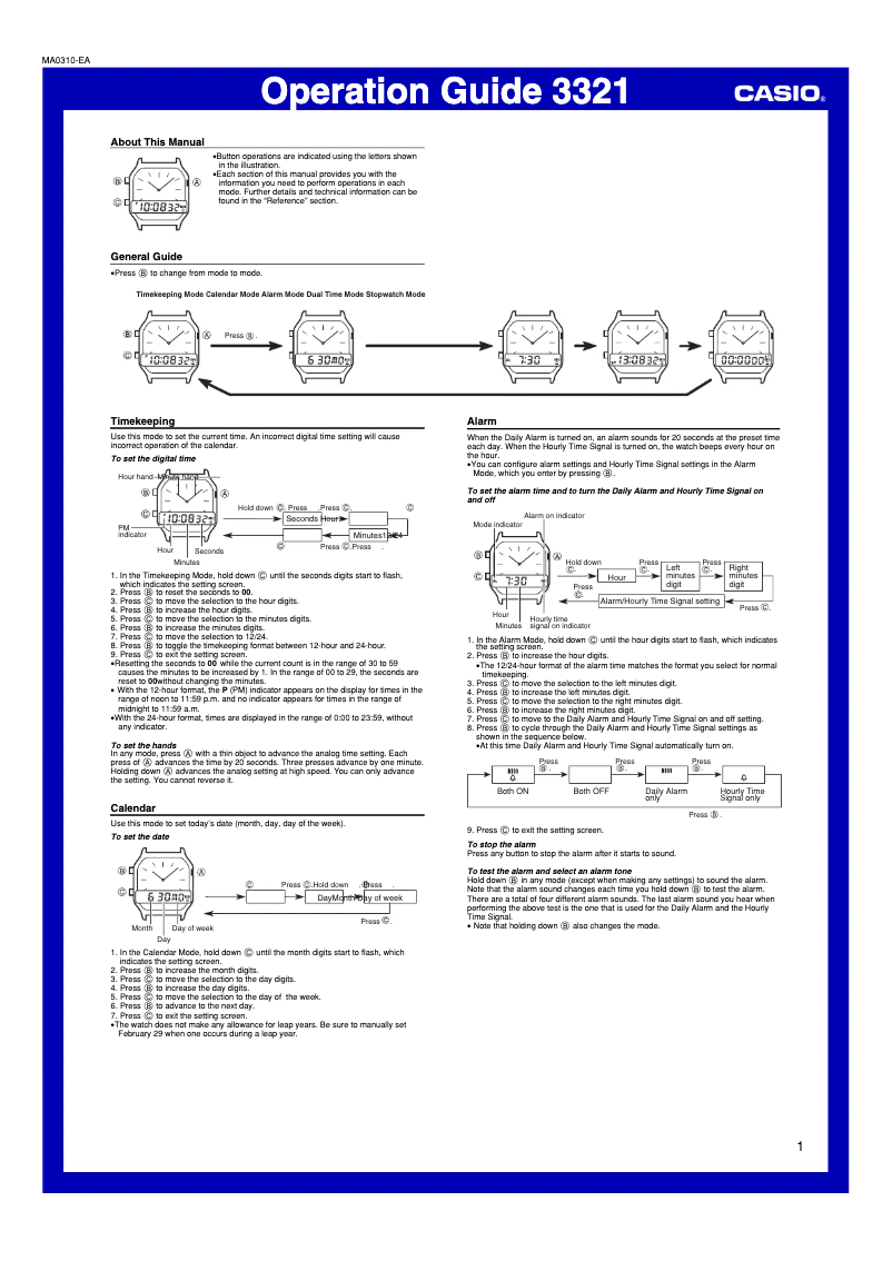 Page 1 de la notice Manuel utilisateur Casio Collection AW-48H-7BVEF