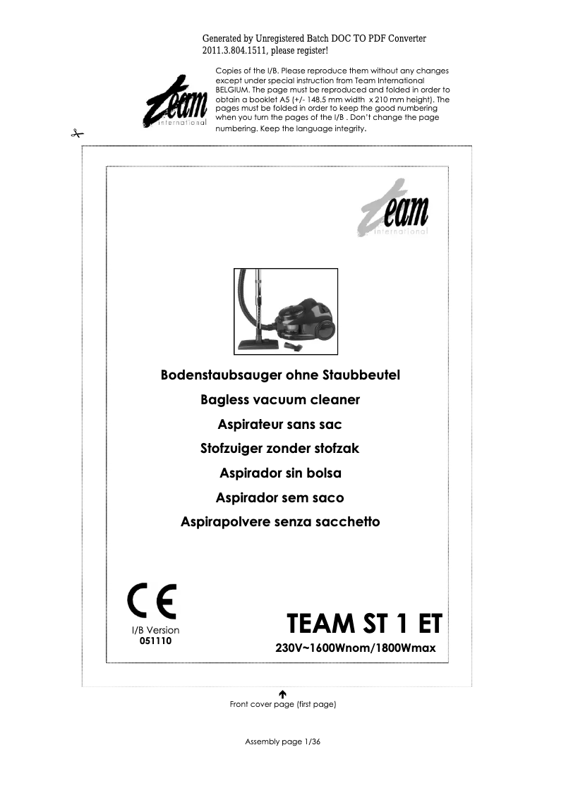 Imagen de la primera página del manual del dispositivo ST 1 ET