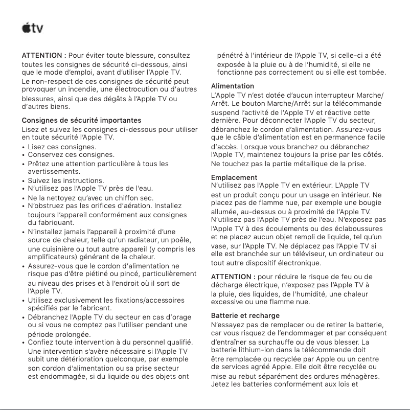 Page n°1 - Manuel utilisateur Apple TV 4K