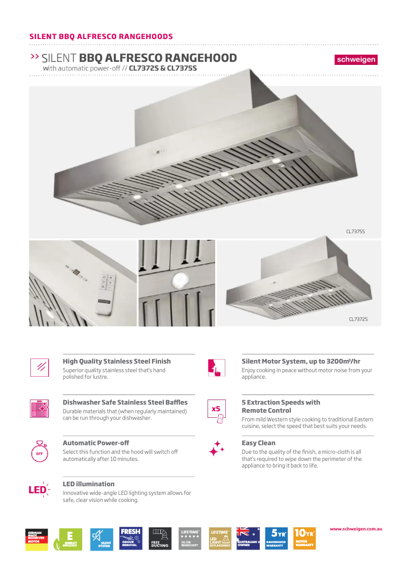 Page 1 de la notice Fiche technique Schweigen CL7375S