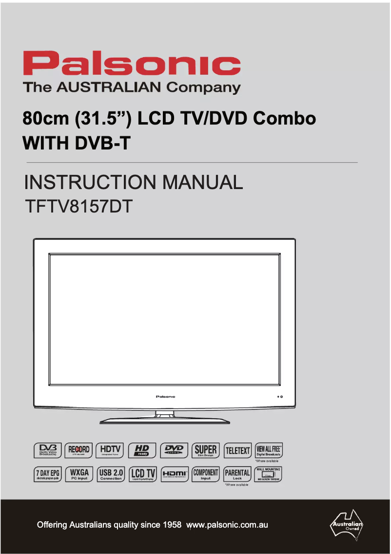 Page 1 de la notice Manuel utilisateur Palsonic TFTV8157DT