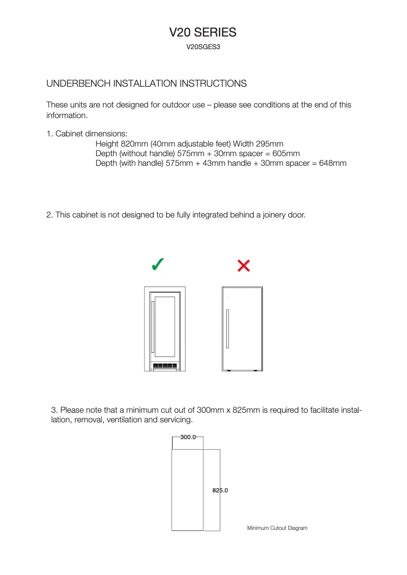 Image de la première page du manuel de l'appareil V20BVCS3