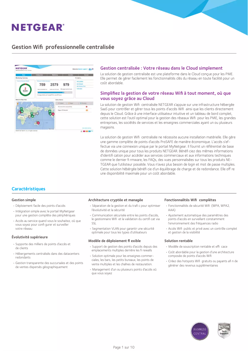 Image de la première page du manuel de l'appareil Business Central Wireless Manager