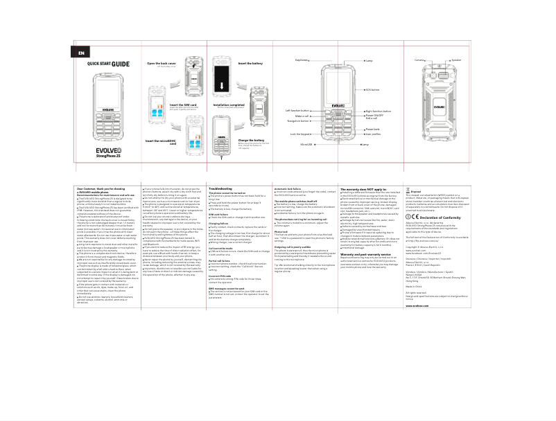 Page 1 de la notice Guide de démarrage rapide Evolveo StrongPhone Z5