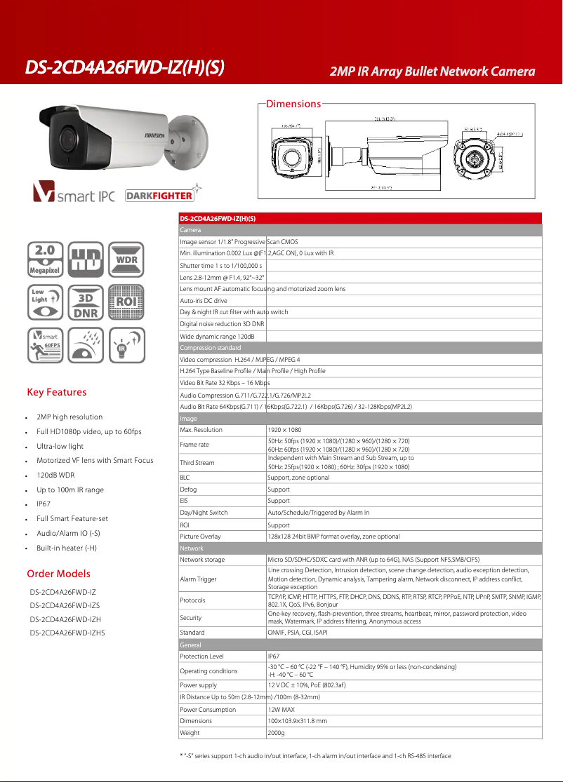 Page 1 de la notice Brochure Hikvision DS-2CD4A26FWD-IZH