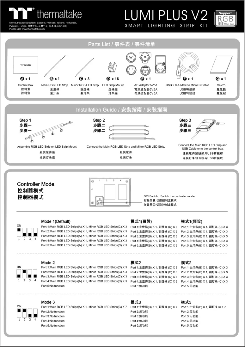 Page 1 de la notice Manuel utilisateur Thermaltake LUMI PLUS V2