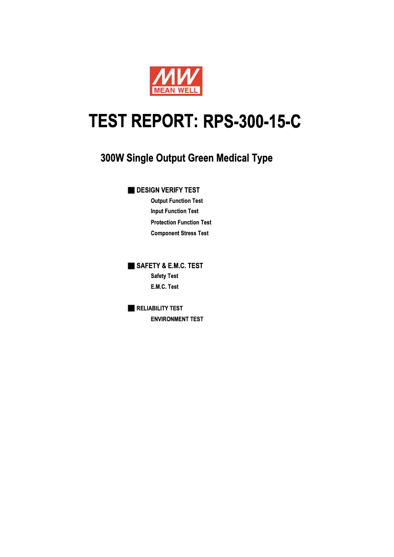 Page n°1 - Fiche technique Mean Well RPS-300-15