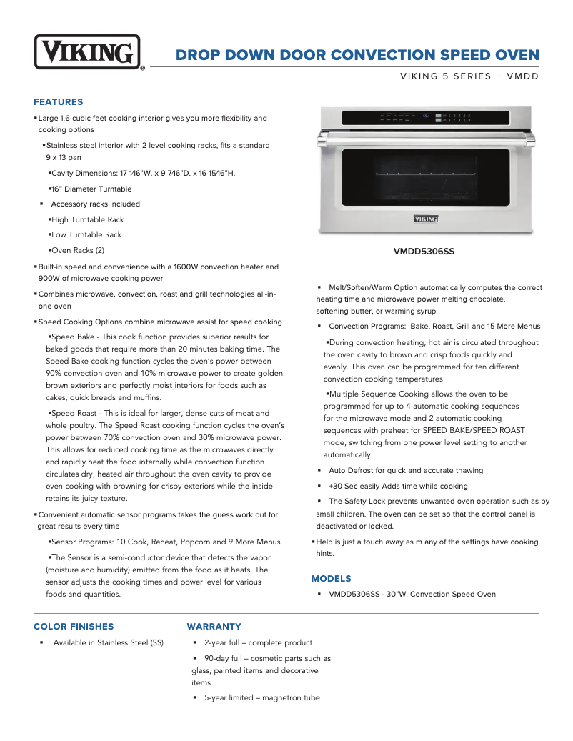 Page 1 de la notice Fiche technique Viking VMDD5306