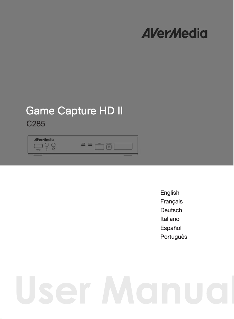 Page n°1 - Manuel utilisateur AVerMedia Live Streamer CAP 4K BU113