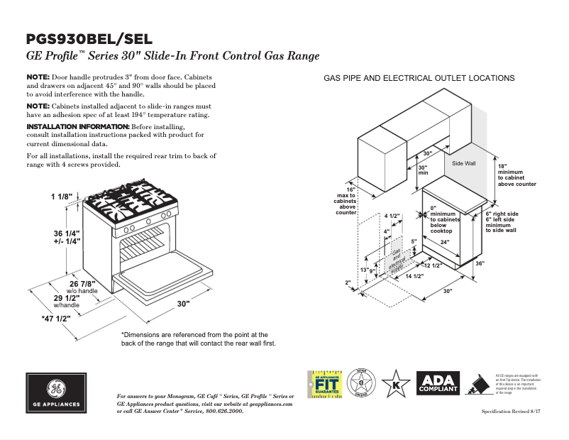 Page n°1 - Fiche technique GE Profile PGS930FELDS