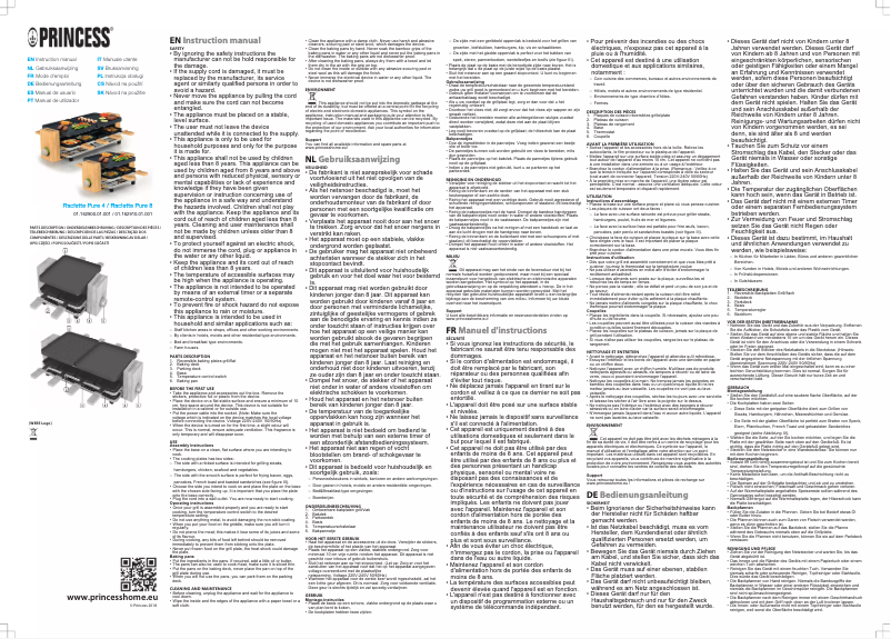 Page 1 de la notice Manuel utilisateur Princess Raclette Pure 8