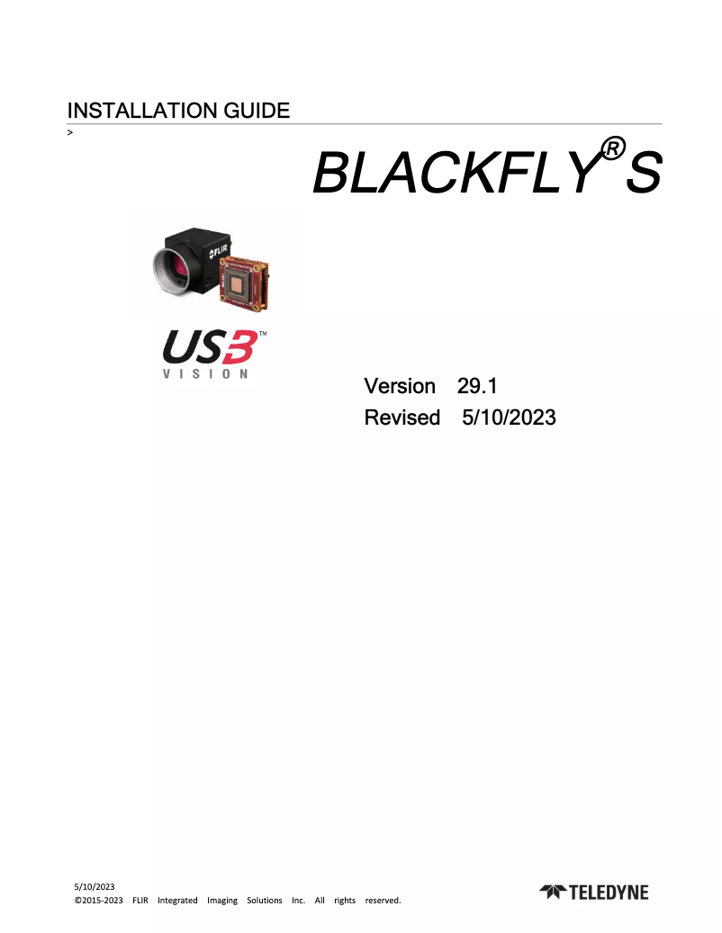 Page 1 de la notice Guide d'installation FLIR Blackfly S