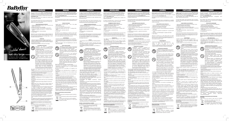 Page 1 de la notice Manuel utilisateur BaByliss Sublim Touch ST229E