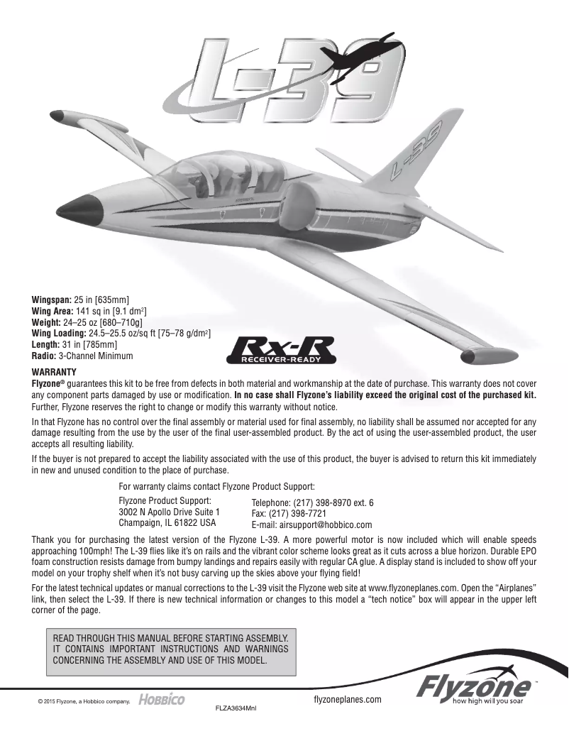 Image de la première page du manuel de l'appareil L-39