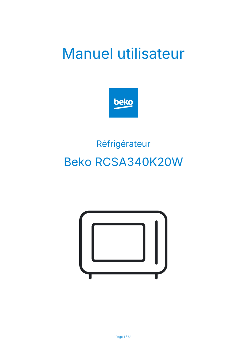 Image de la première page du manuel de l'appareil RCSA340K20W