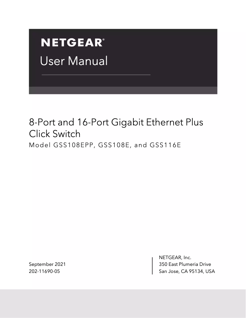 Page n°1 - Manuel utilisateur Netgear GSS116E