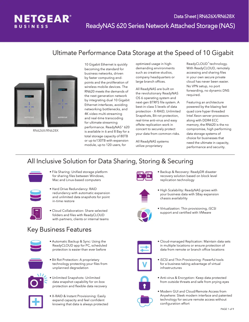 Image de la première page du manuel de l'appareil ReadyNAS R628X