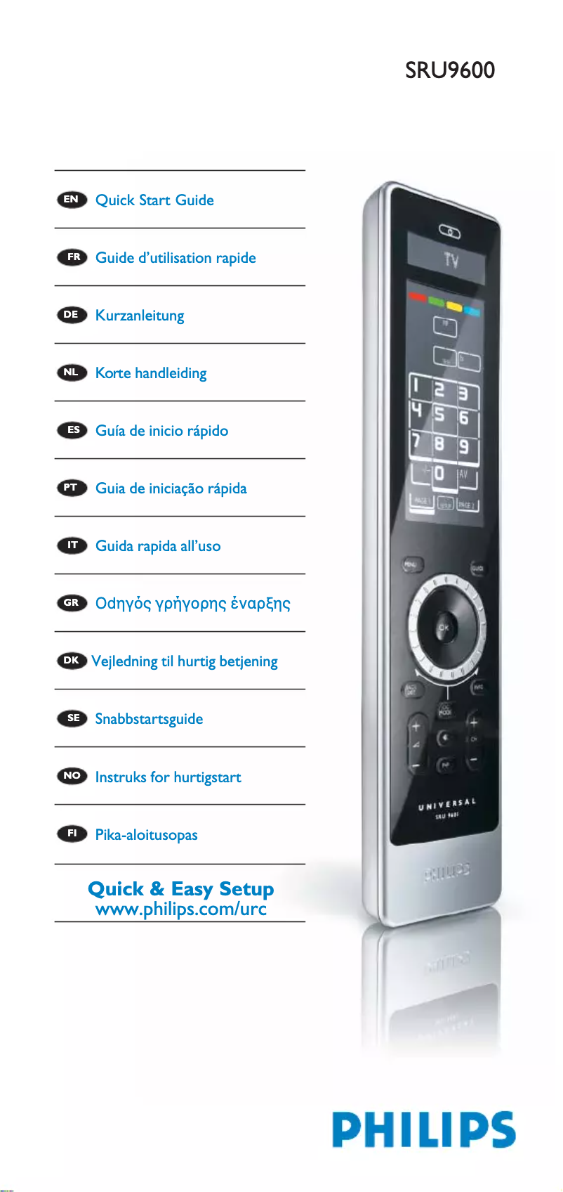 Page n°1 - Guide de démarrage rapide Philips Prestigo SRU9600