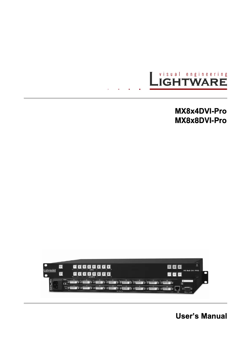 Page n°1 - Manuel utilisateur Lightware MX8x8DVI-PRO