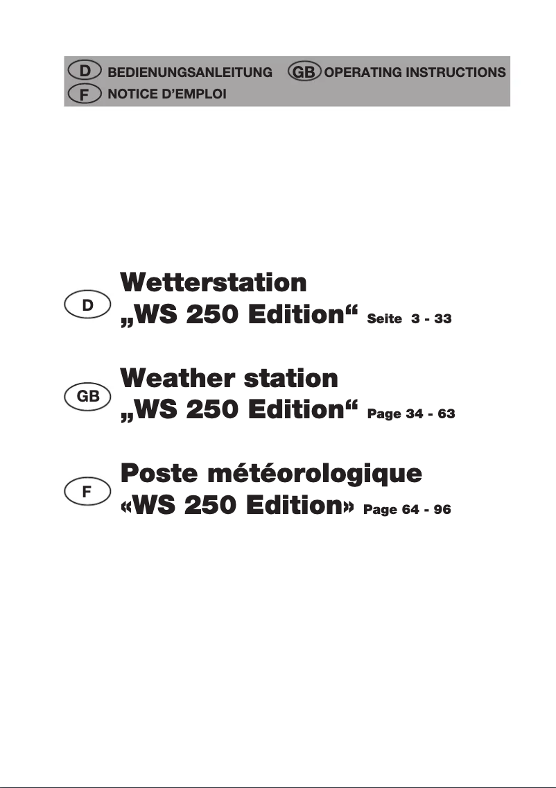 Image de la première page du manuel de l'appareil WS 250