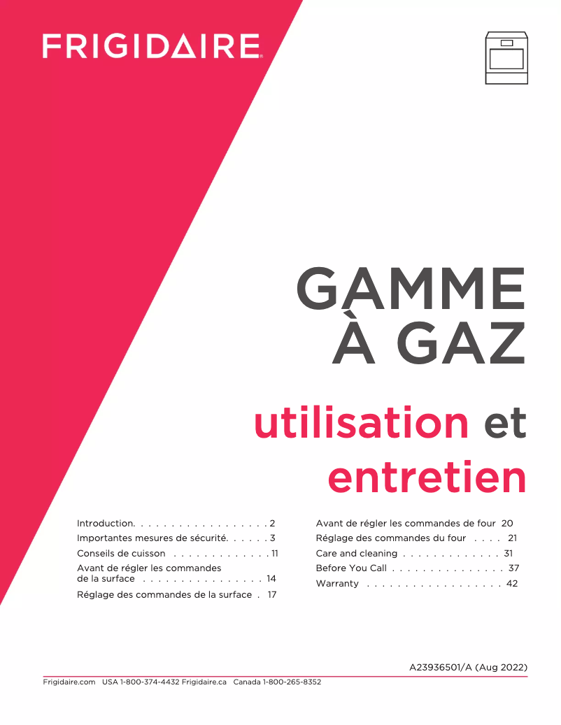 Image de la première page du manuel de l'appareil FCFG3062AB