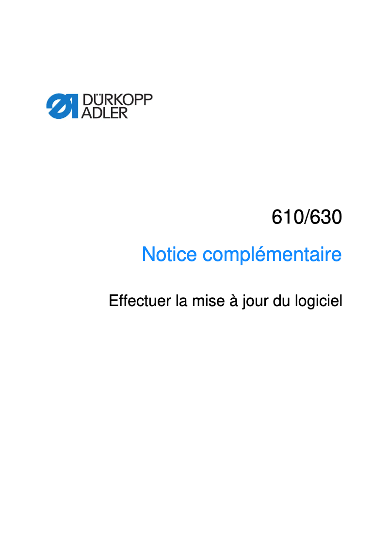 Page n°1 - Manuel utilisateur Dürkopp Adler 610-10