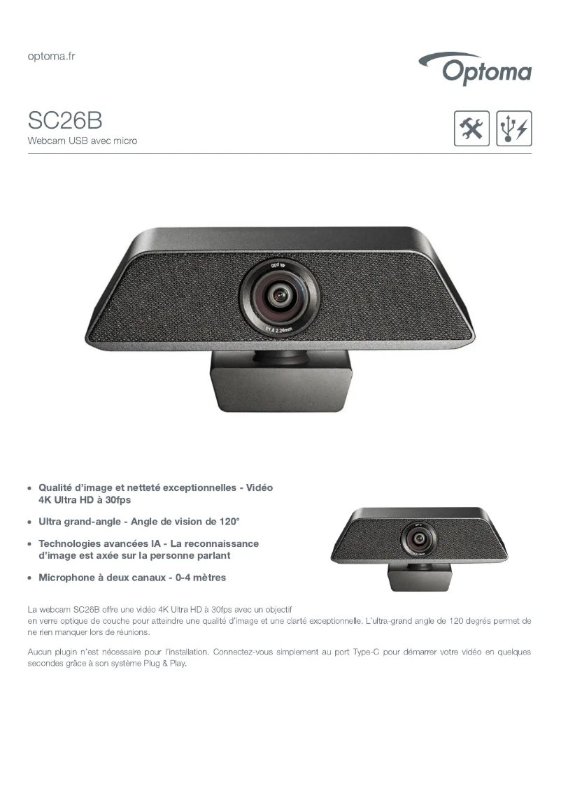 Page n°1 - Fiche technique Optoma SC26B