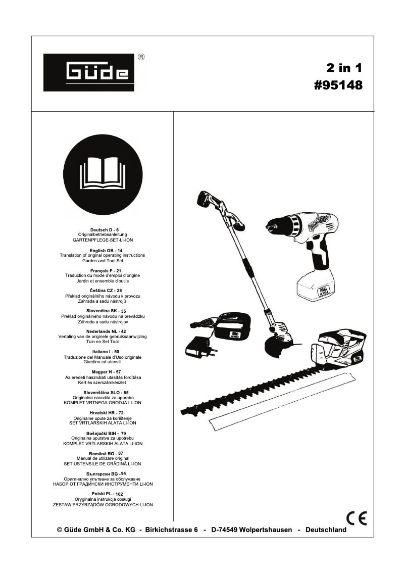 Page 1 de la notice Manuel utilisateur Güde 95148