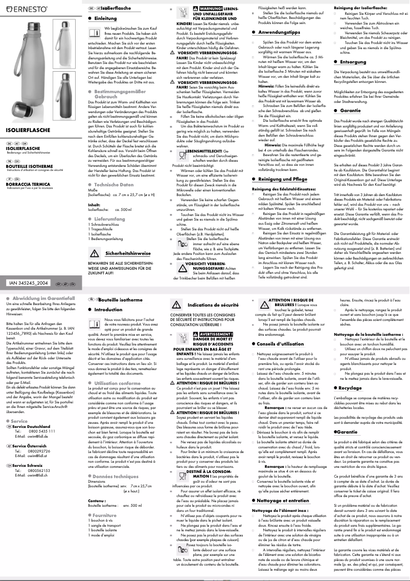 Page 1 de la notice Manuel utilisateur Ernesto HG05448